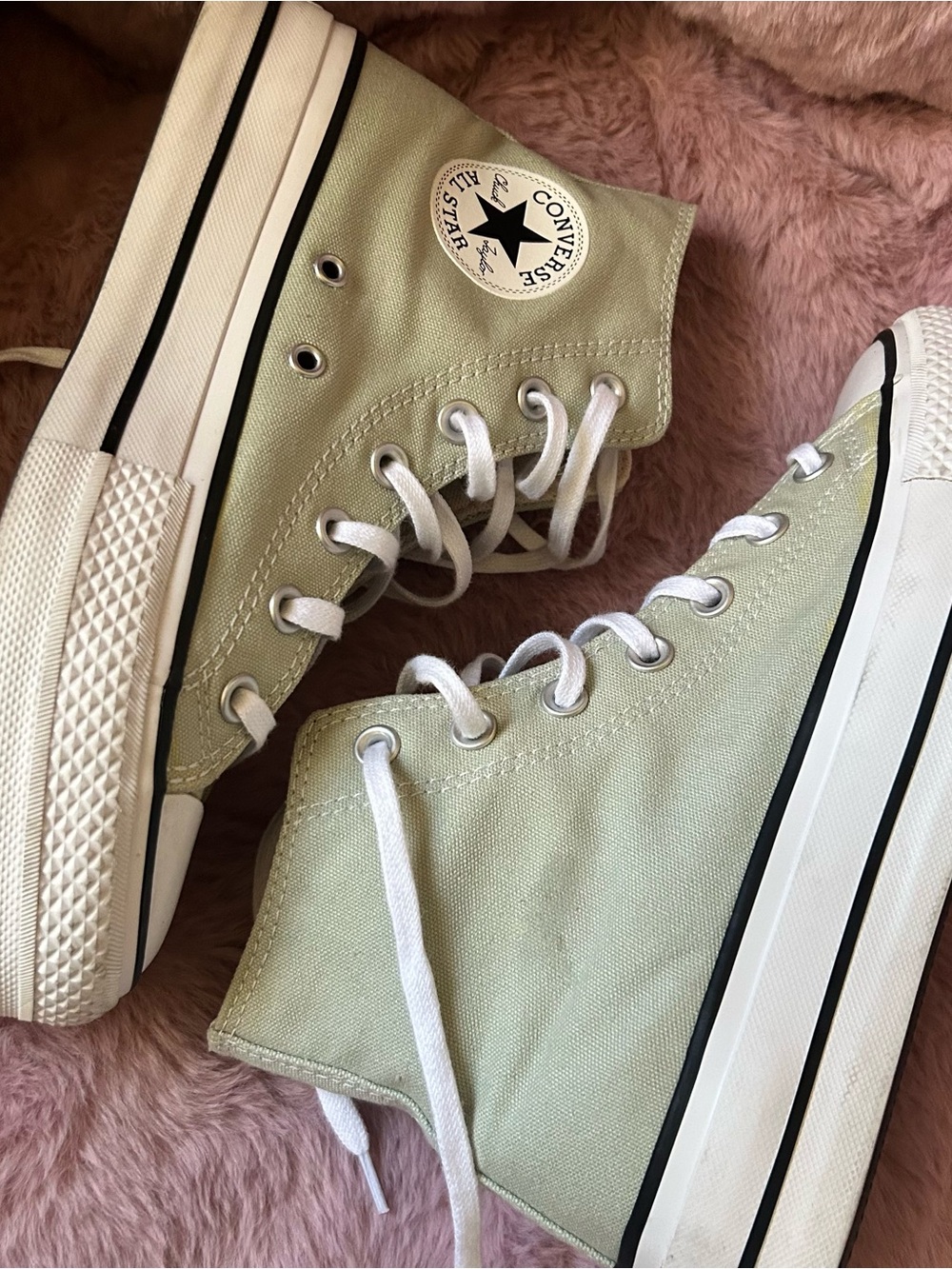 Converse All Star High-Top PLATFORM Sneakers in Sage Green - Picture 3 of 7